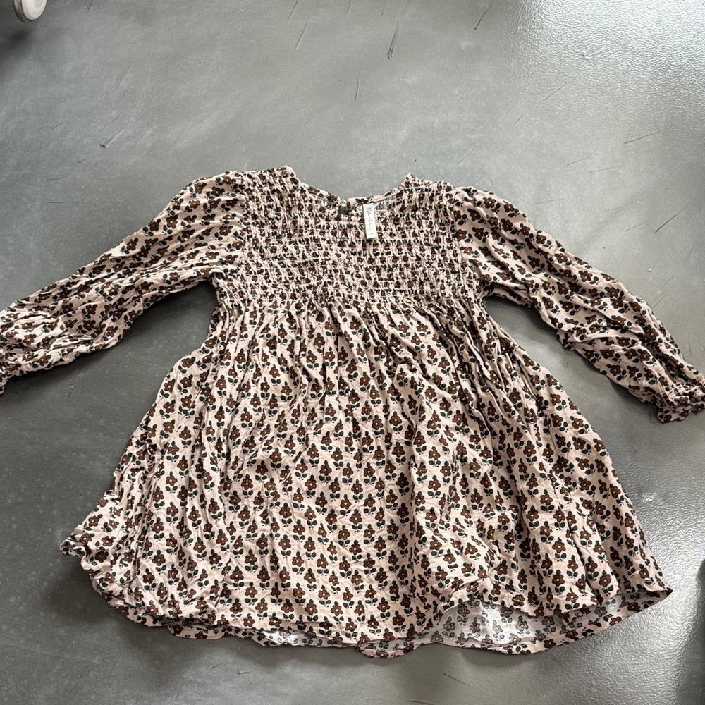 Rylee + Cru Cream and Brown Floral Dress
